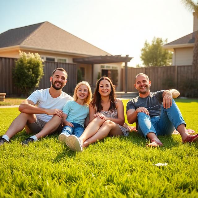 Freshly mowed residential lawn with crisp stripes